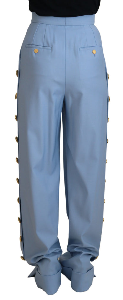 Dolce &amp; Gabbana Pantaloni eleganti in misto lana-seta di colore azzurro