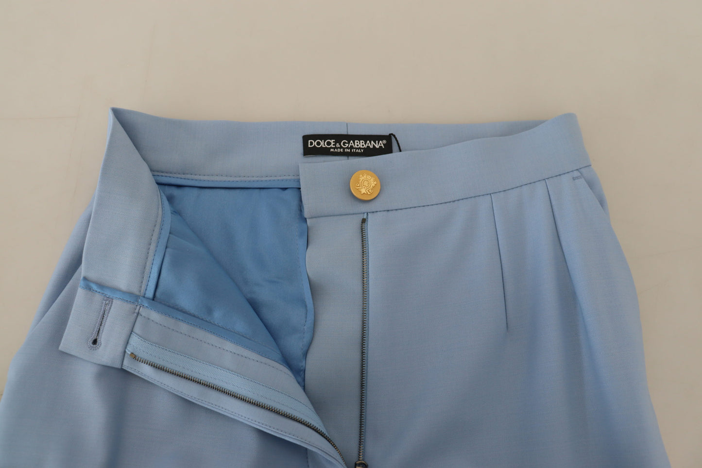 Dolce &amp; Gabbana Pantaloni eleganti in misto lana-seta di colore azzurro