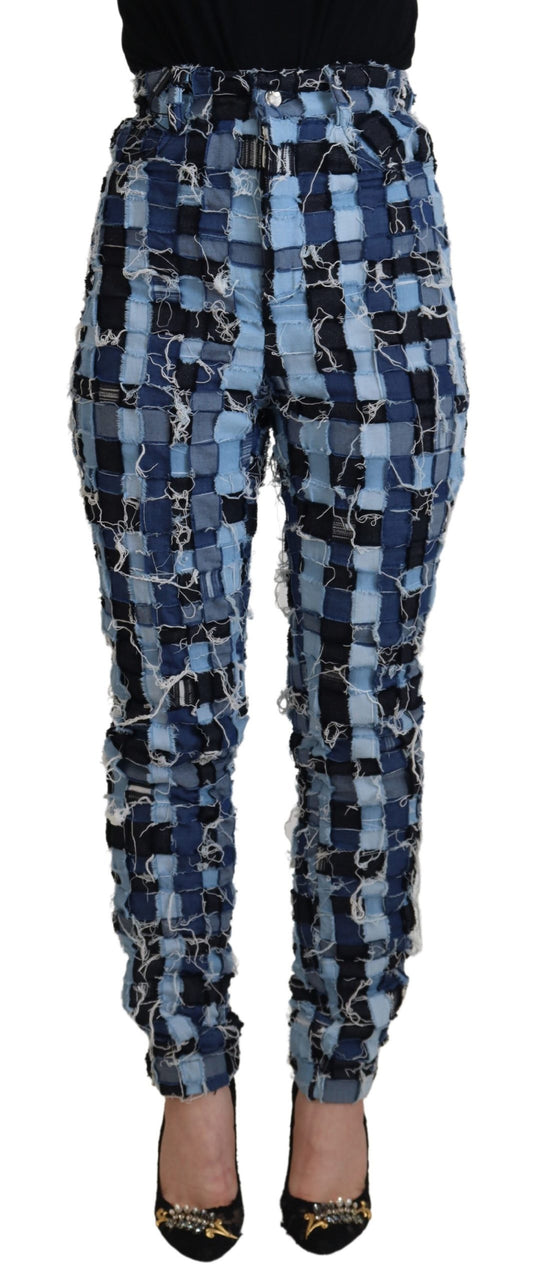 Jeans skinny a vita alta patchwork multicolor Dolce &amp; Gabbana