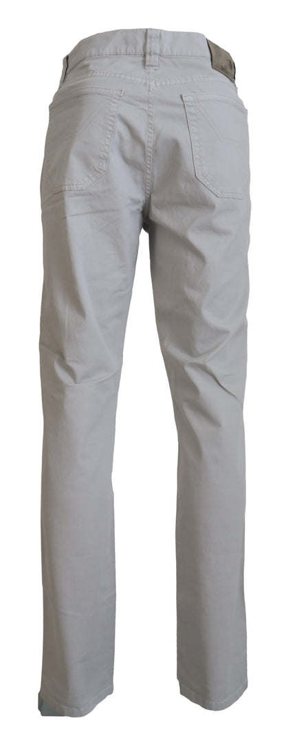 Jeckerson Elegant Gray Cotton Blend Pants