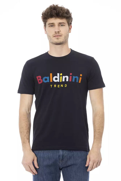 Baldinini Trend Модная синяя хлопковая футболка с круглым вырезом