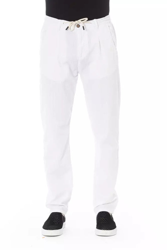 Pantaloni chino da uomo in cotone bianco Baldinini Trend