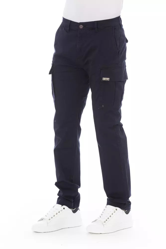 Baldinini Trend Blue Cotton Men Cargo Trouser