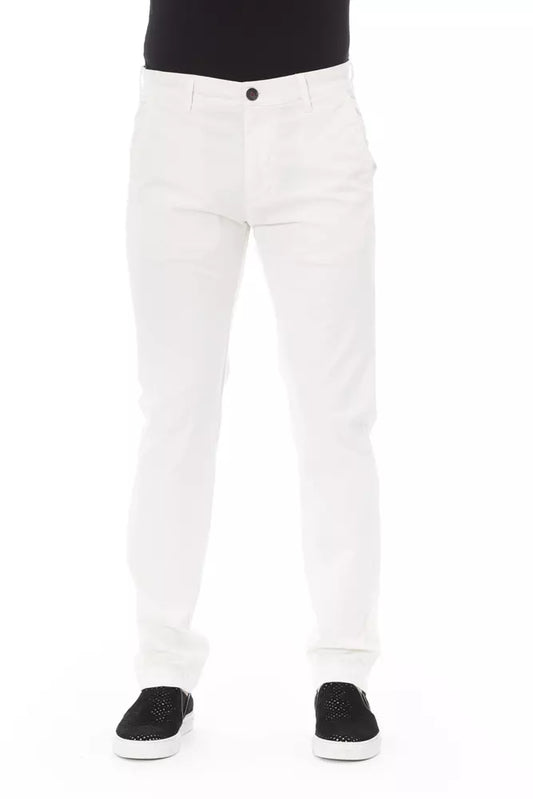 Pantaloni chino da uomo in cotone bianco Baldinini Trend