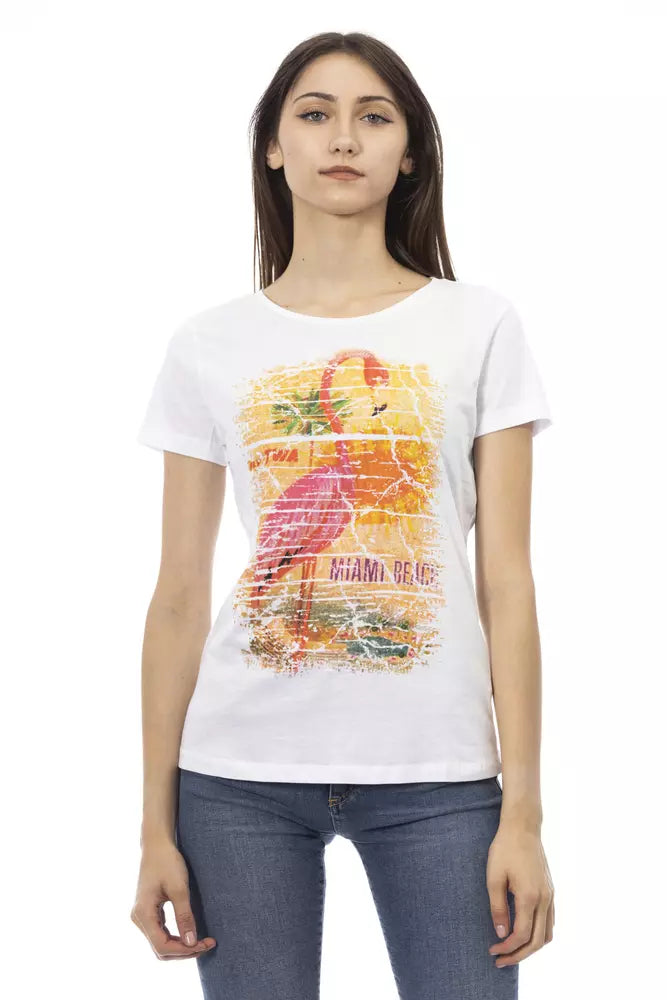 T-shirt bianca Trussardi Action Chic con tocco grafico