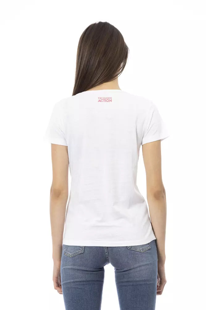 T-shirt bianca Trussardi Action Chic con tocco grafico