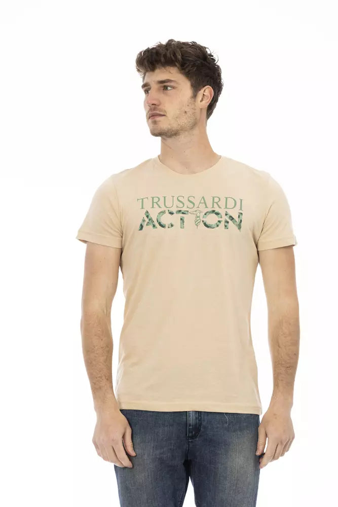 Trussardi Action Beige Cotton T-Shirt Uomo