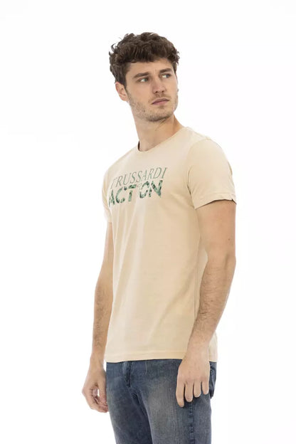 Trussardi Action Beige Cotton T-Shirt Uomo