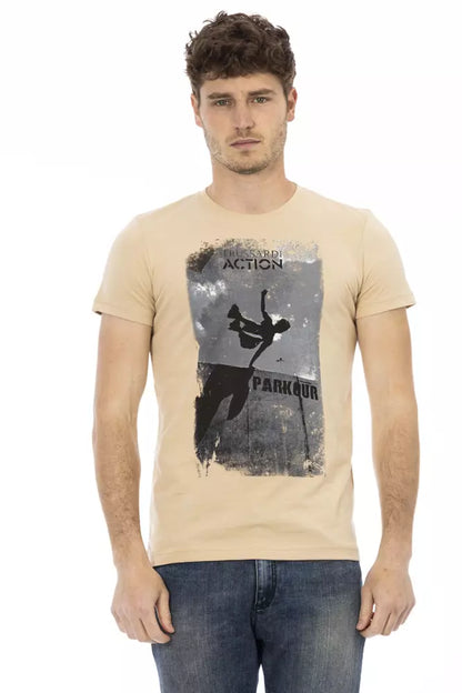 Trussardi Action Beige Cotton T-Shirt Uomo