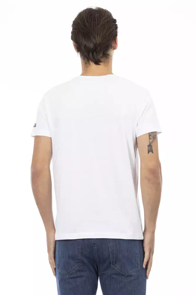 T-shirt Trussardi Action elegante con scollo a V e stampa chic sul davanti