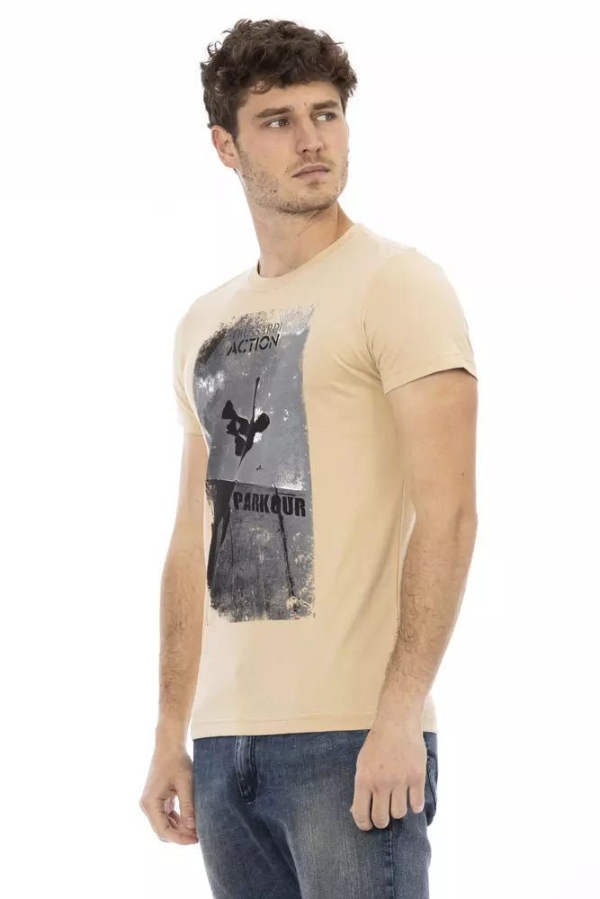 Trussardi Action Beige Cotton T-Shirt Uomo