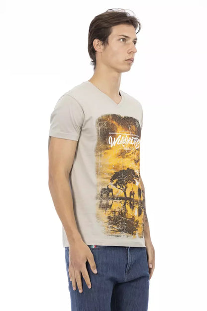 Trussardi Action Beige Cotton T-Shirt Uomo