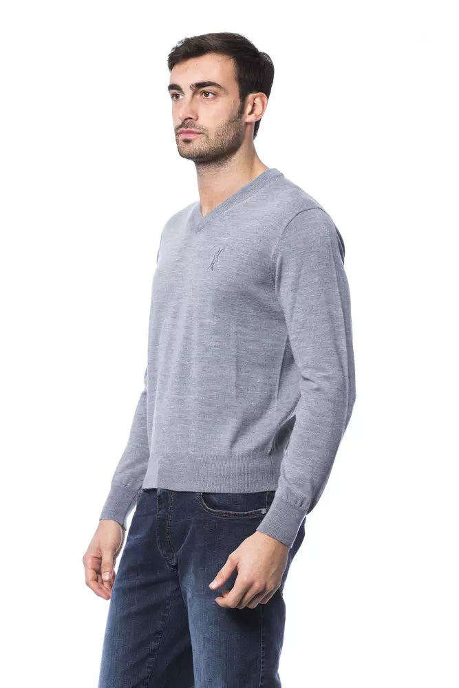 Maglione da uomo in lana merino grigia Billionaire Italian Couture