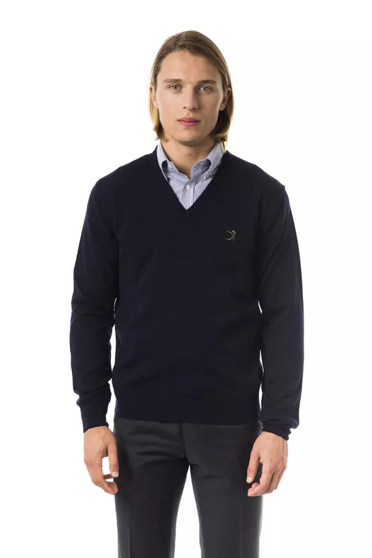 Uominitaliani Maglione Uomo In Lana Merino Blu