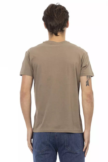 Trussardi Action T-shirt da uomo in cotone marrone con scollo a V