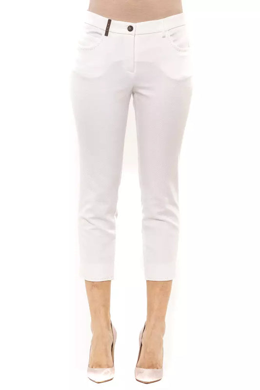 Pantalone donna in cotone bianco Peserico