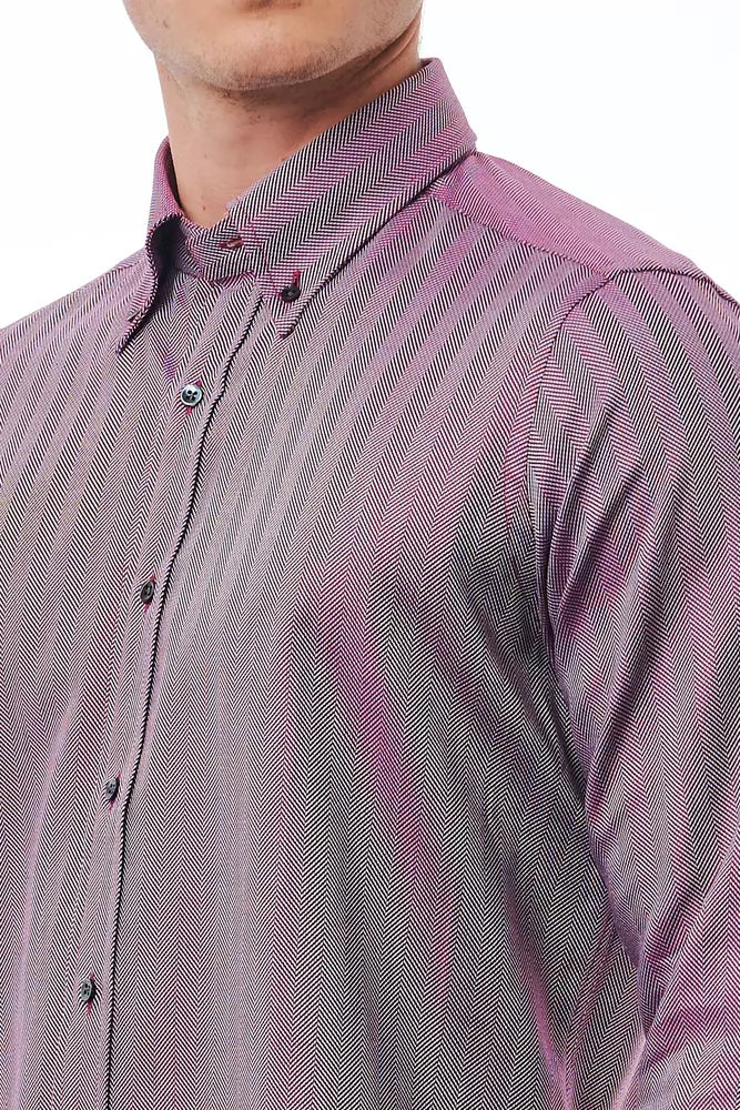 Bagutta Burgundy Cotton Men Shirt