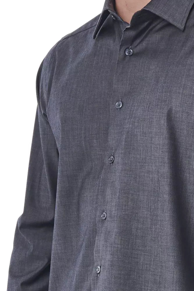 Camicia da uomo in cotone grigio Bagutta