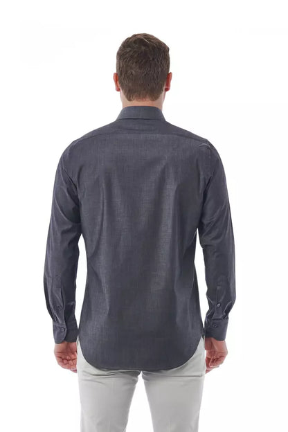 Camicia da uomo in cotone grigio Bagutta