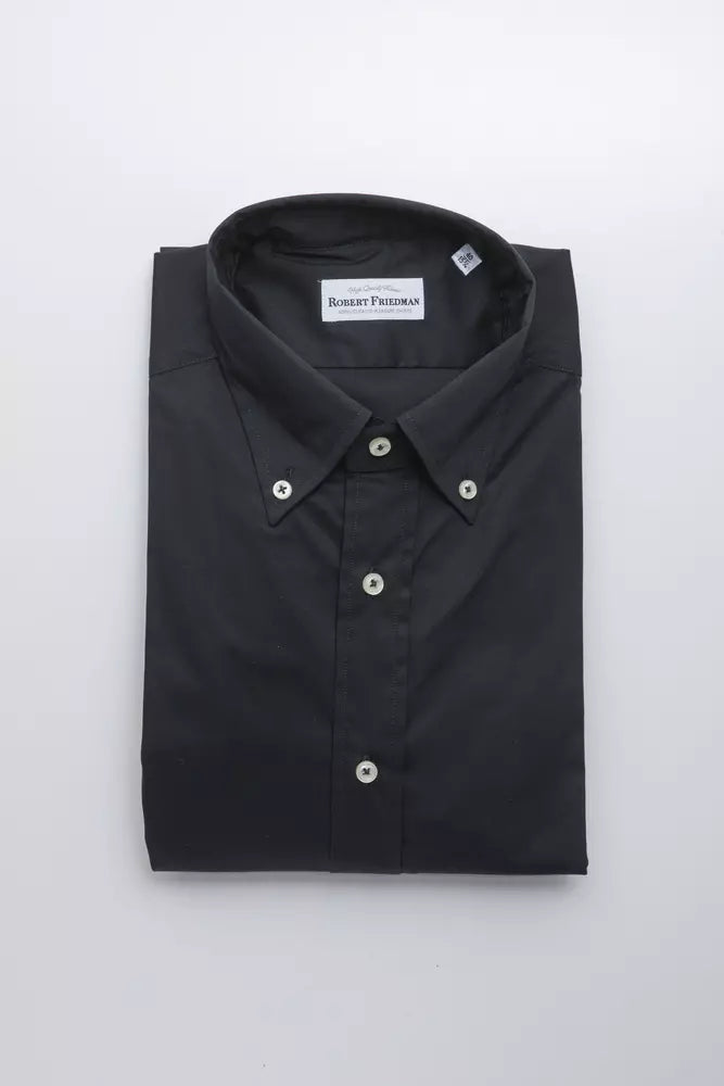 Camicia da uomo in cotone nero Robert Friedman