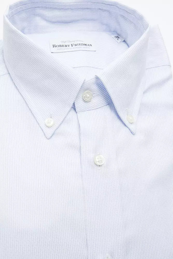 Robert Friedman Light Blue Cotton Men Shirt