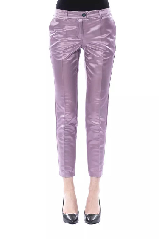 Pantaloni da donna in cotone viola BYBLOS