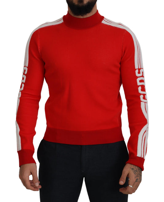 GCDS Elegante maglione pullover rosso da uomo