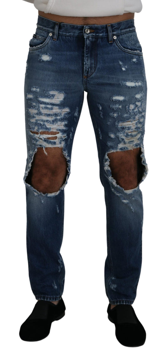 Pantaloni in denim stracciati chic di Dolce &amp; Gabbana per l'uomo moderno