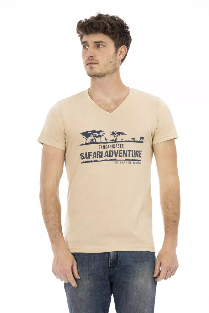 Trussardi Action Beige Cotton T-Shirt Uomo