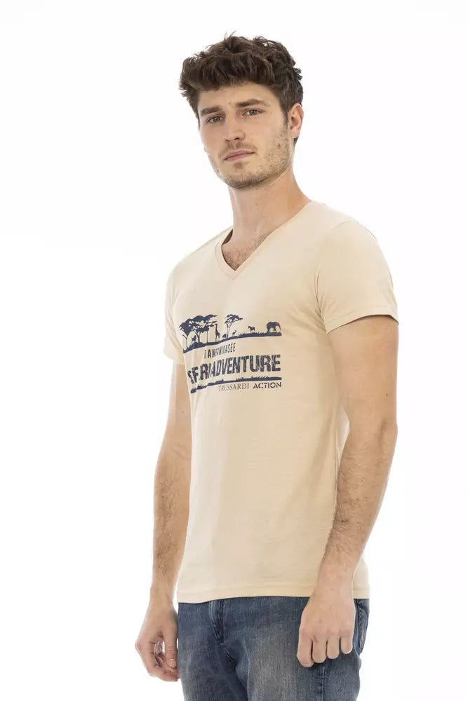 Trussardi Action Beige Cotton T-Shirt Uomo