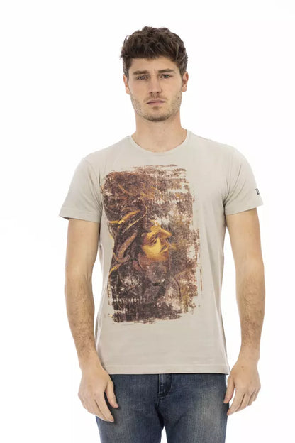 Trussardi Action Beige Cotton T-Shirt Uomo