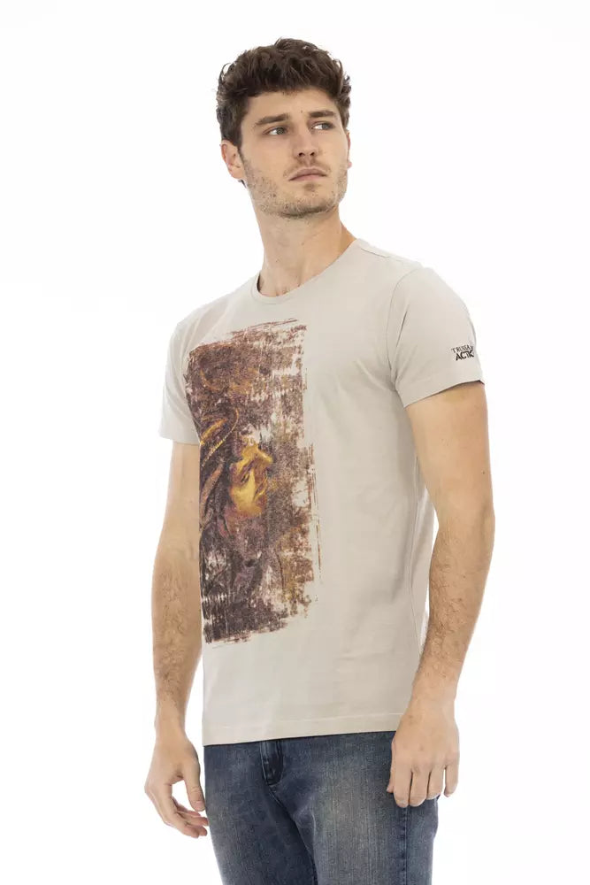 Trussardi Action Beige Cotton T-Shirt Uomo