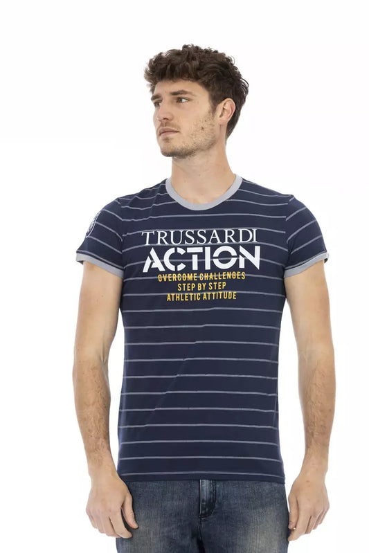 Синяя повседневная футболка Trussardi Action из смесового хлопка