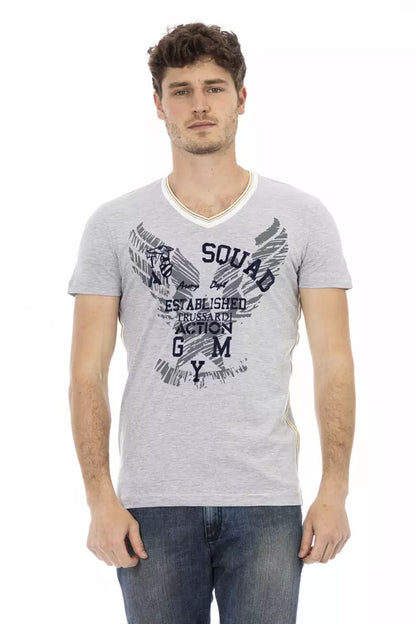 T-shirt Trussardi Action in cotone grigio da uomo