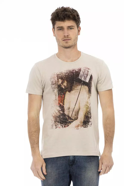 Trussardi Action Beige Cotton T-Shirt Uomo