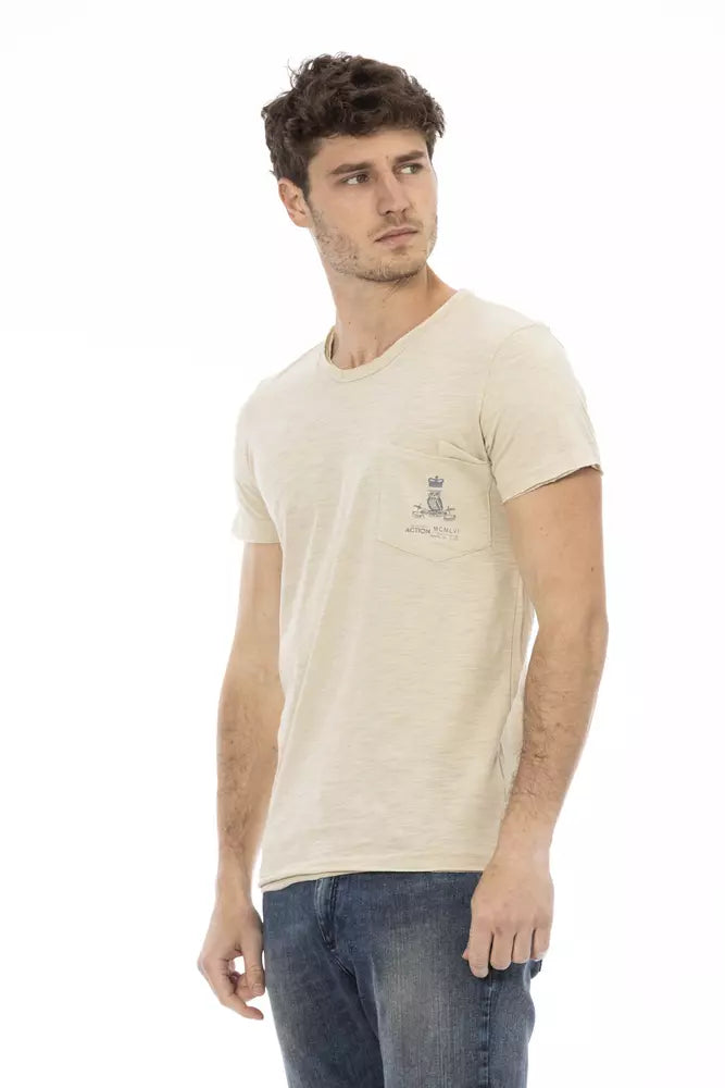 Trussardi Action Beige Cotton T-Shirt Uomo