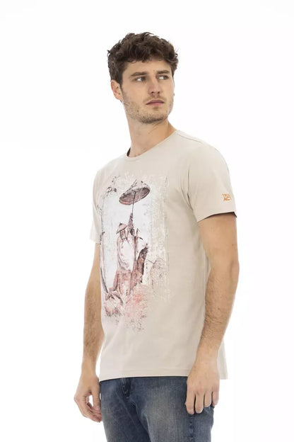 Trussardi Action Beige Cotton T-Shirt Uomo