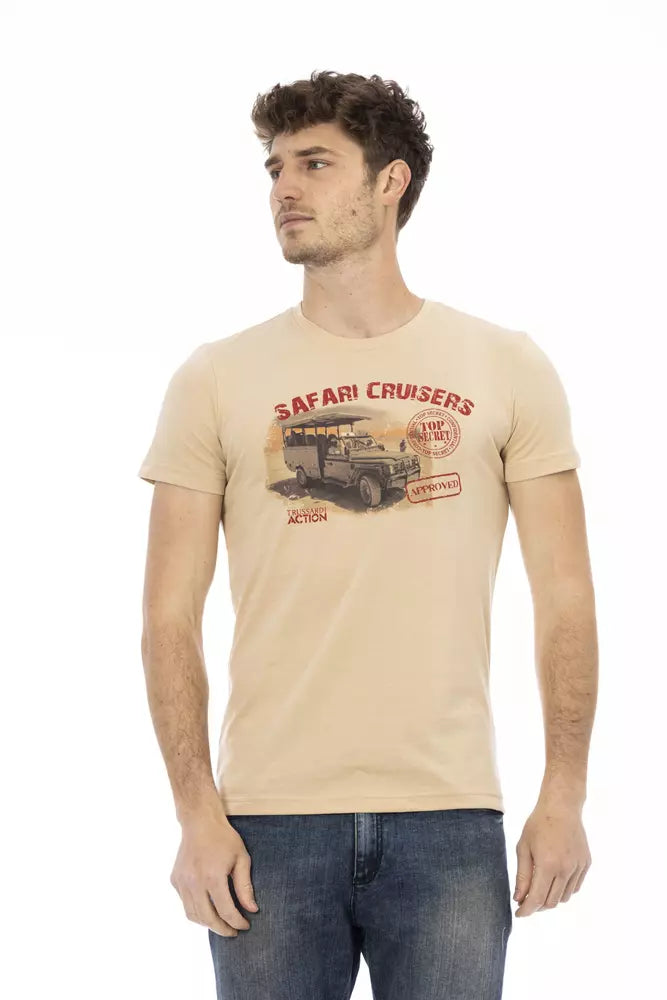 Trussardi Action Beige Cotton T-Shirt Uomo