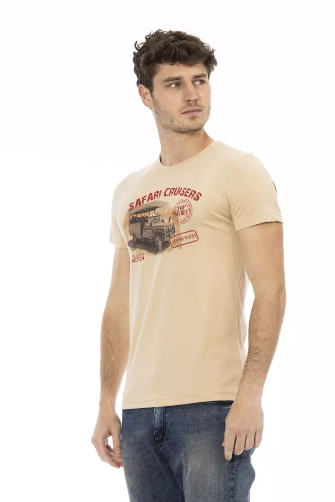 Trussardi Action Beige Cotton T-Shirt Uomo