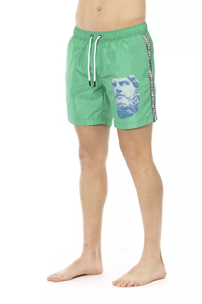 Bikkembergs Pantaloncini da bagno da uomo in poliestere verde