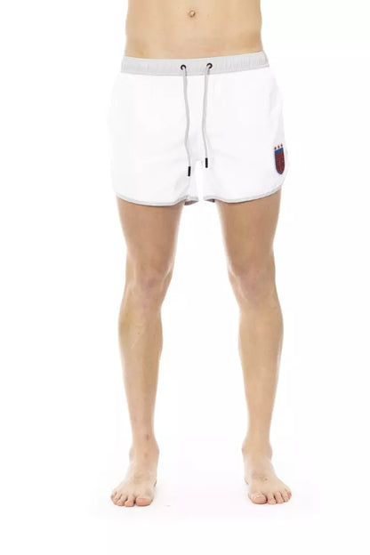 Bikkembergs Pantaloncini da bagno da uomo in poliestere bianco