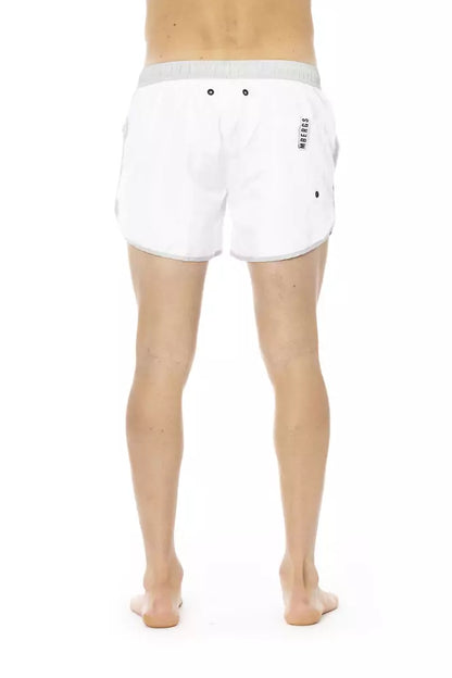 Bikkembergs Pantaloncini da bagno da uomo in poliestere bianco