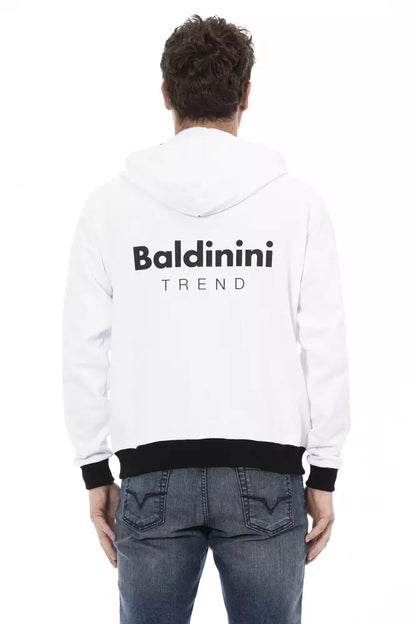 Baldinini Trend Элегантная белая хлопковая толстовка с застежкой-молнией