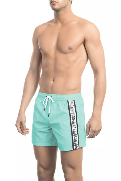 Bikkembergs Pantaloncini da bagno da uomo in poliammide azzurro chiaro