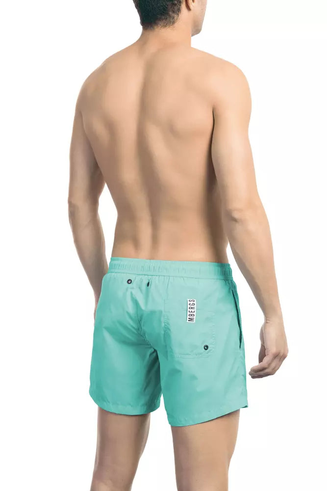 Bikkembergs Pantaloncini da bagno da uomo in poliammide azzurro chiaro