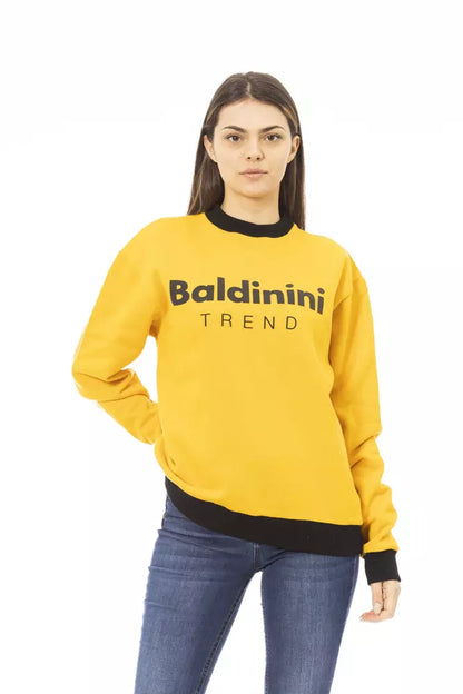 Baldinini Trend Chic Желтая худи из хлопкового флиса с логотипом