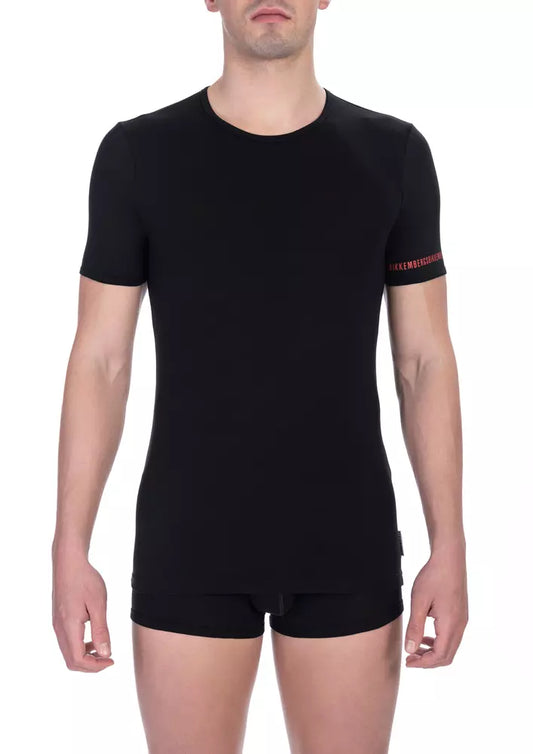 T-shirt da uomo in cotone nero Bikkembergs