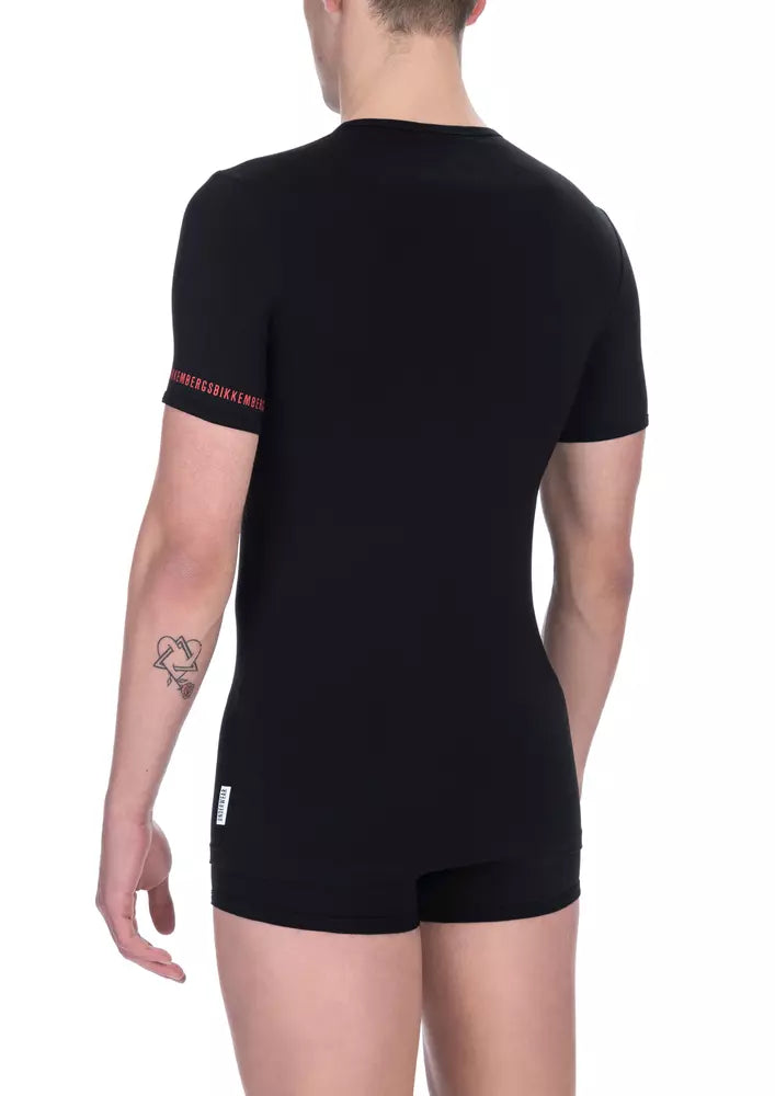 T-shirt da uomo in cotone nero Bikkembergs