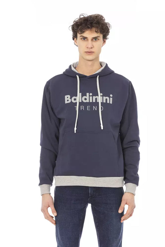 Baldinini Trend Chic Синяя толстовка из хлопкового флиса с логотипом спереди