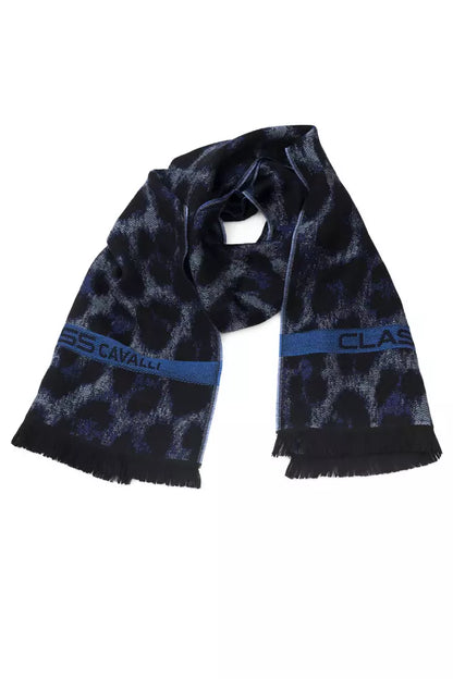 Cavalli Class Blue Wool Men Scarf